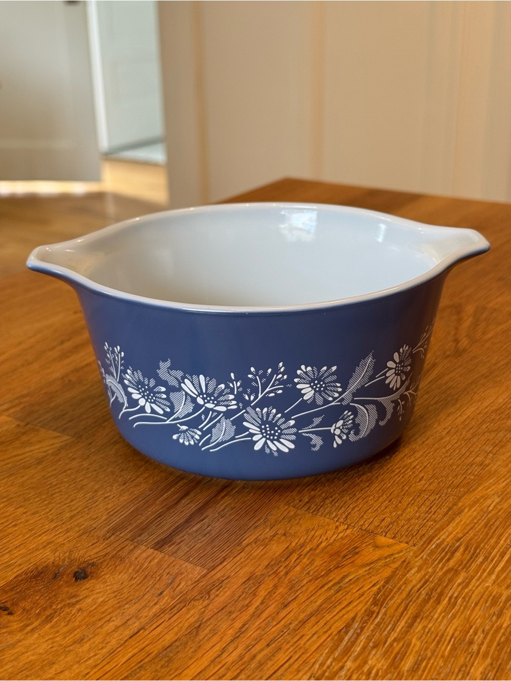 🌼Vintage Pyrex 473-B Colonial Mist Casserole | 1 Qt Cinderella | Navy Blue Daisy